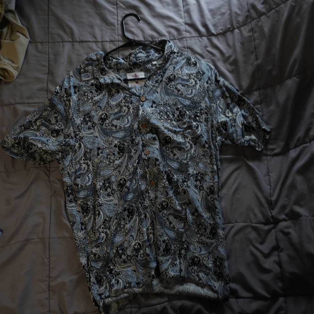 Blue Bandana Design Button Up